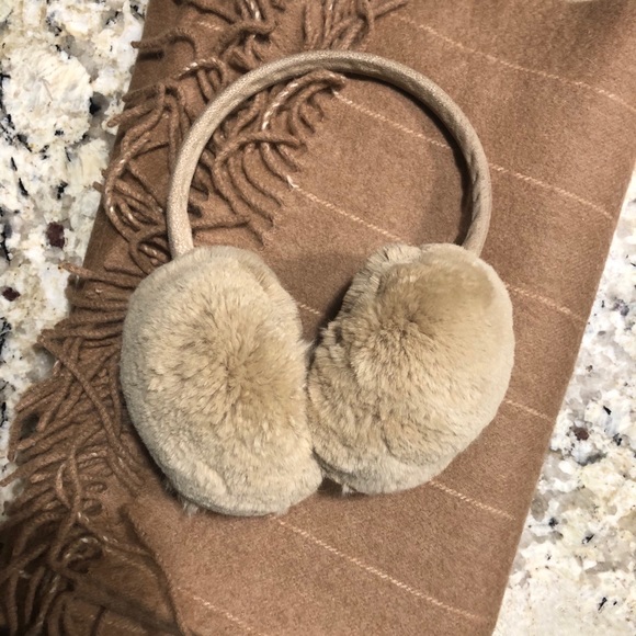Camel wool scarf, hat, ear band main image 8